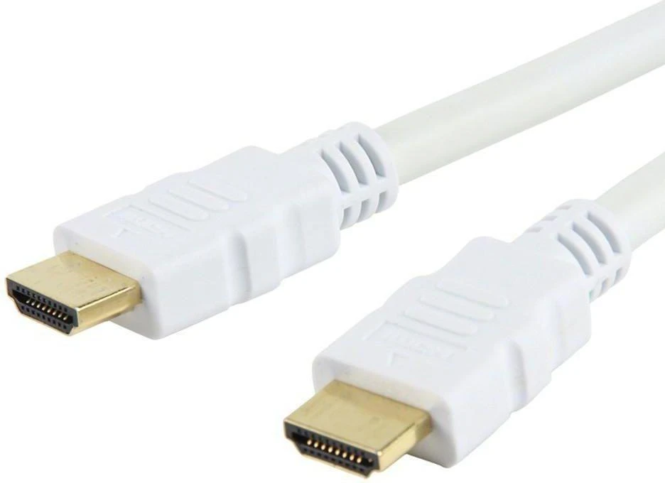 Baltas HDMI laidas su aukso spalvos jungtimis