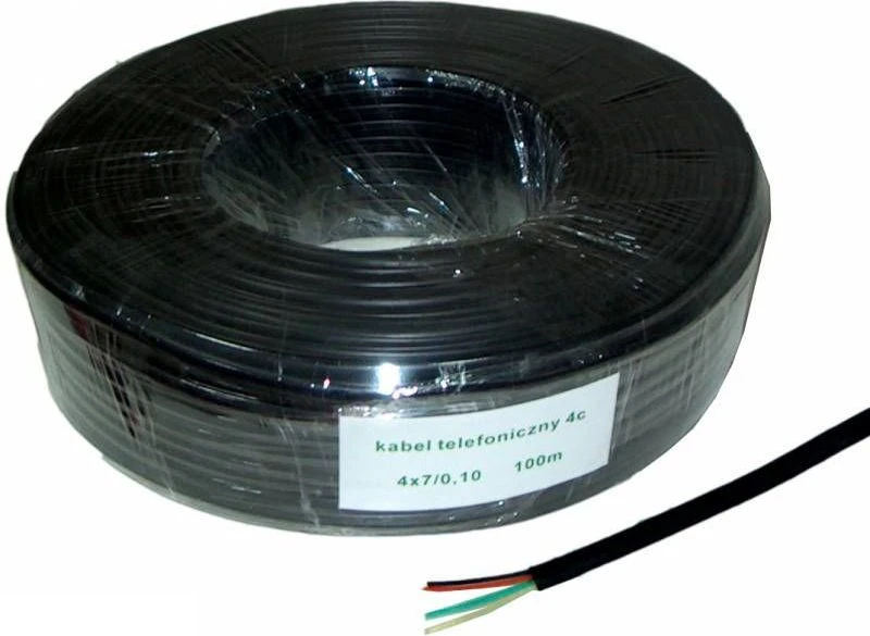 TST 4C telefono kabelis, juodas, 100 m