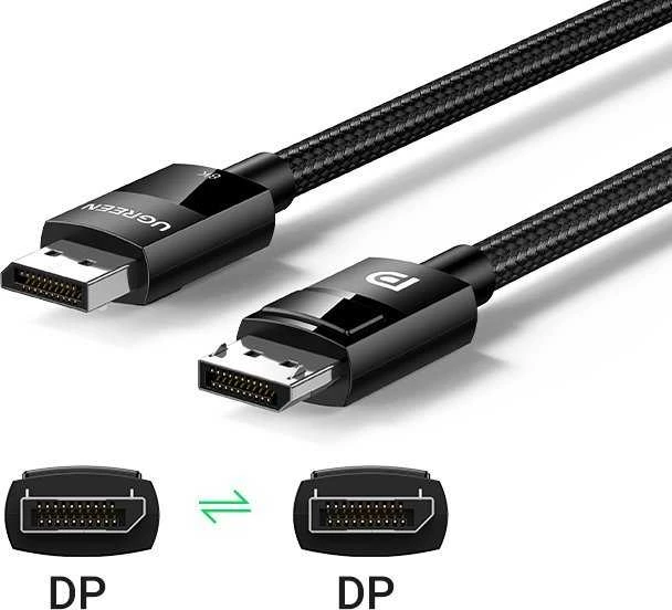 Kabelis Ugreen DP114 DisplayPort 1.4 to DisplayPort 1.4 1.0m juodas