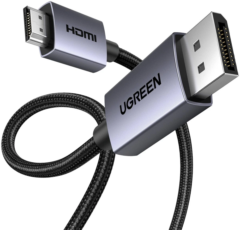 Kabelis DisplayPort (DP) kištukas - HDMI kištukas vienpusis 4K@30Hz 3m juodas DP125 UGREEN