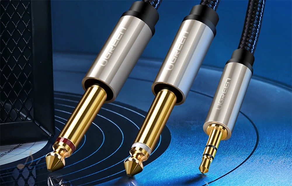 UGREEN AV126 3.5mm - 2x 6.35mm laidas 2m pilkas