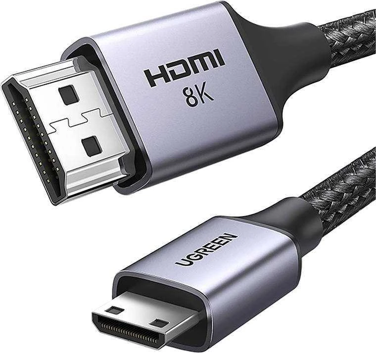 UGREEN Mini HDMI į HDMI kabelio jungčių detalės