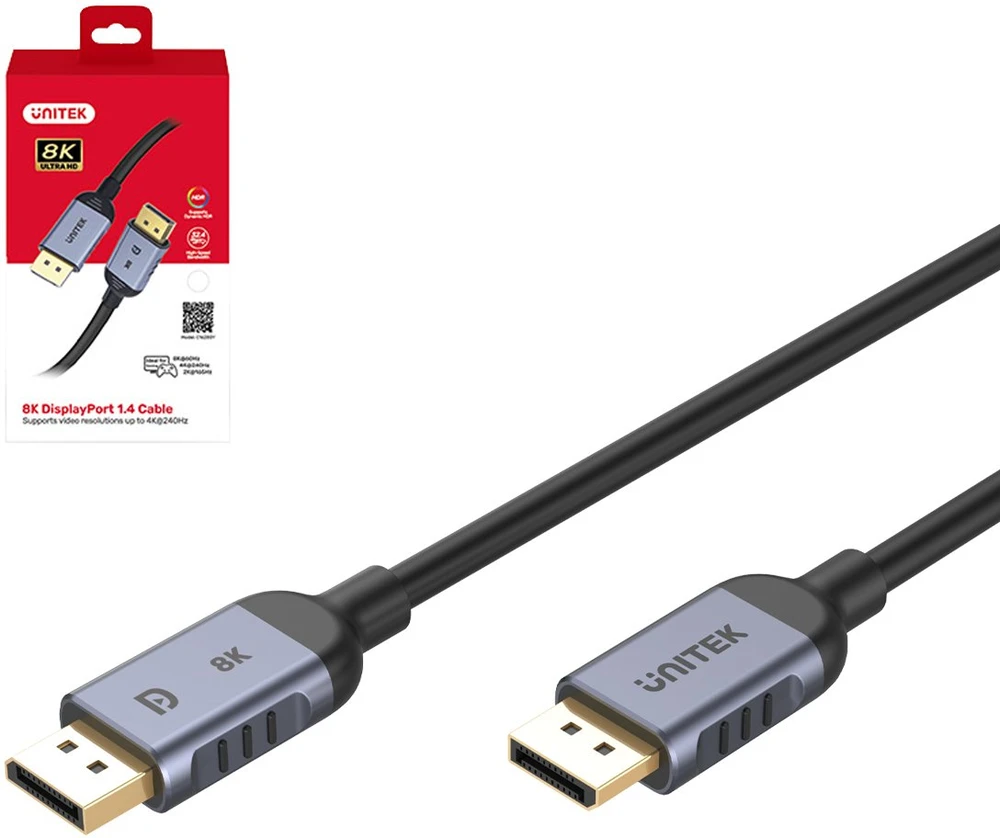 UNITEK C1628GY01-2M DisplayPort cable Juodas, Pilkas