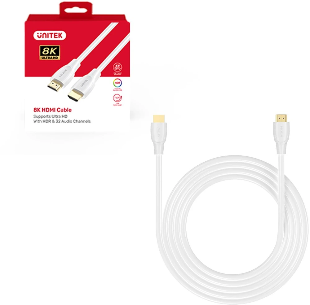 Unitek HDMI 2.1 8K HDR balta 0,3m