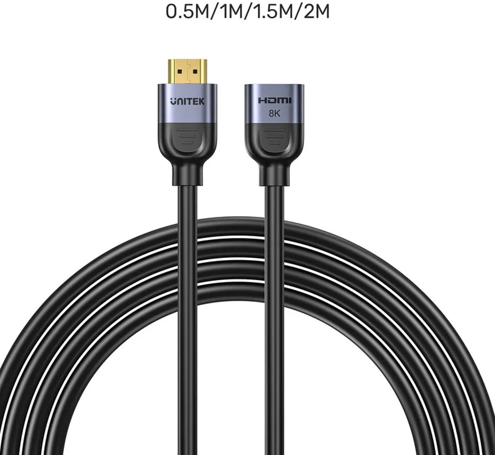 Unitek ilgintuvas HDMI (M) - HDMI (F) 2.1, 8K 0.5m