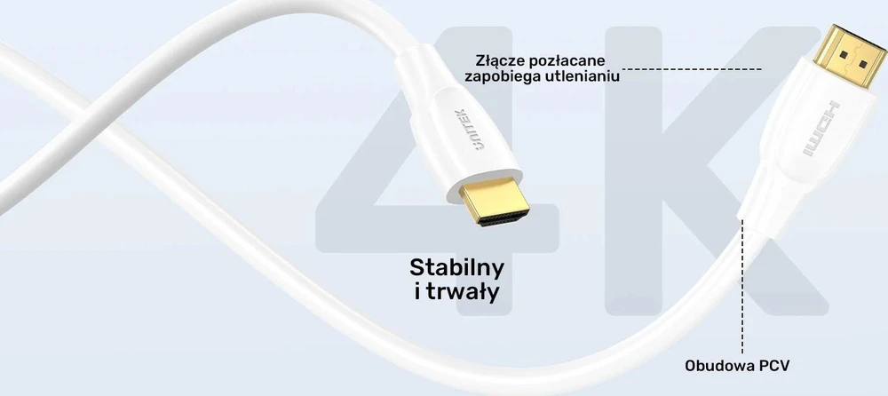 Unitek HDMI 2.0 4K kabelis baltas 1m