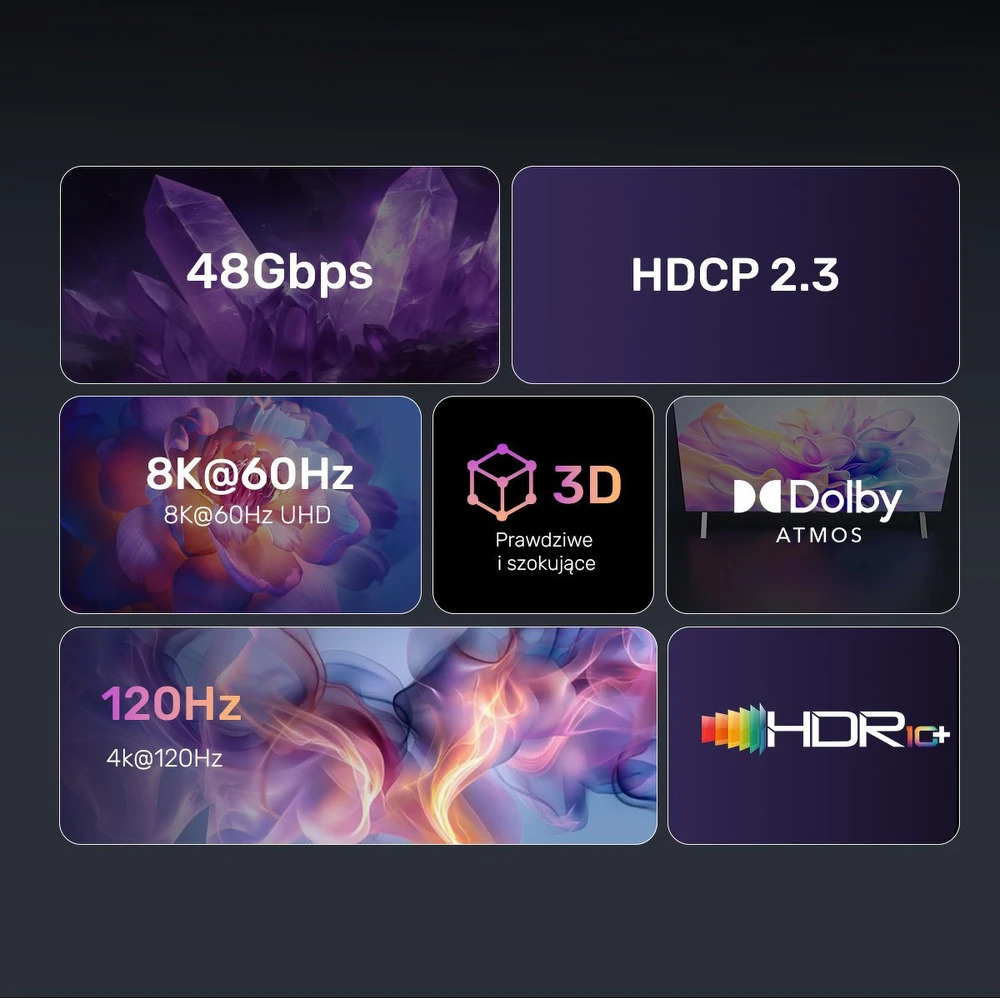 Unitek HDMI (M) - HDMI (F) 2.1 prailginimo kabelis, 8K 1 m