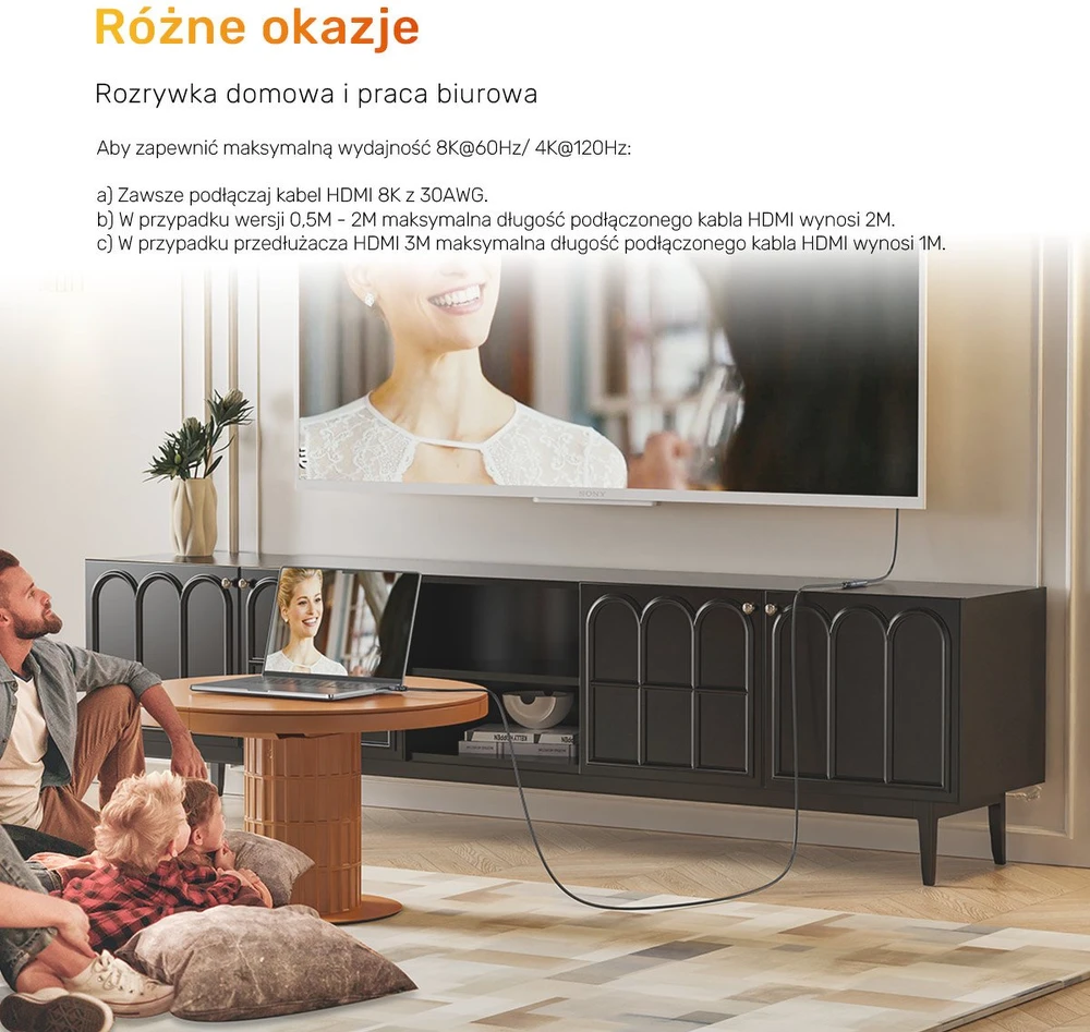Unitek HDMI (M) - HDMI (F) 2.1 prailginimo kabelis, 8K 1 m