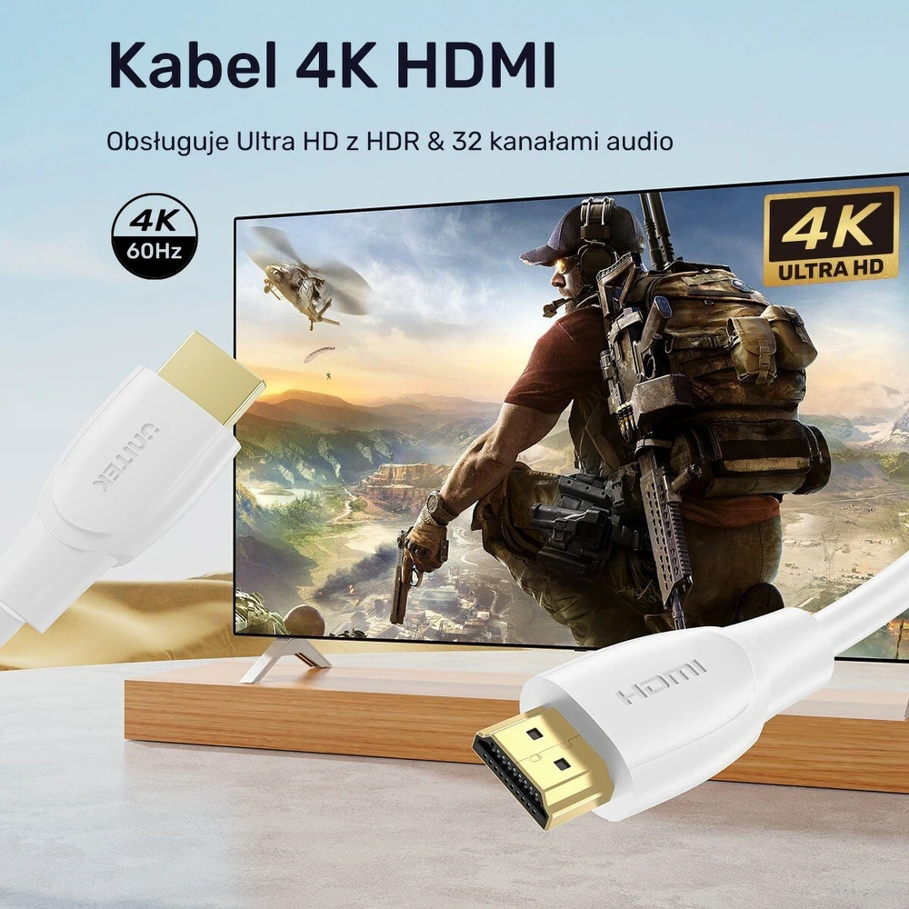 Unitek HDMI 2.0 4K kabelis baltas 10m
