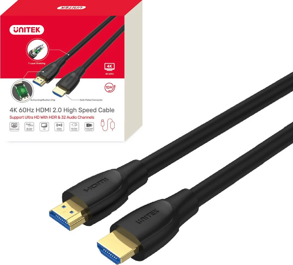 UNITEK C11043BK didelės spartos HDMI v.2.0 4K 60HZ 10M kabelis