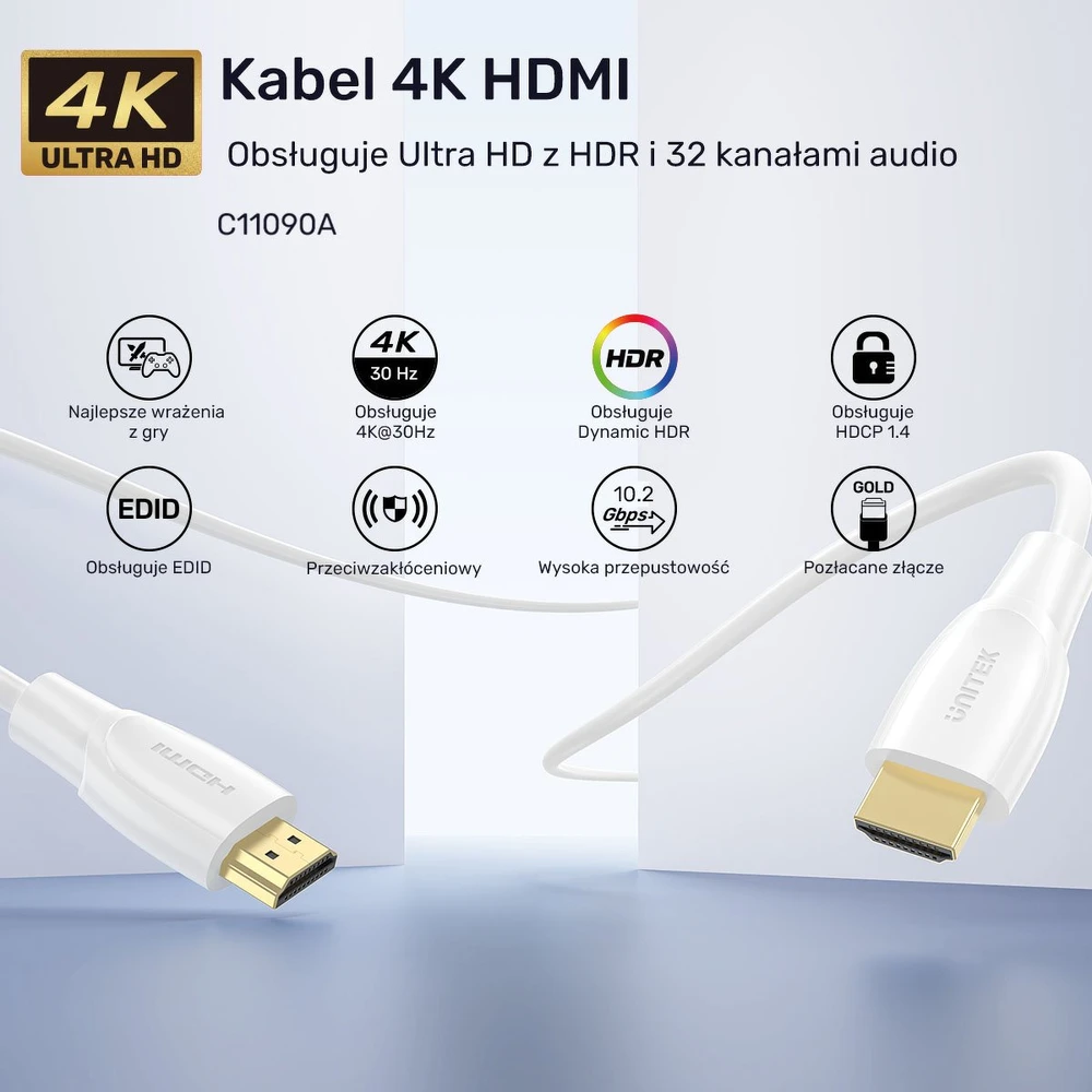 Unitek Kabelis HDMI 2.0 4K balta 15m