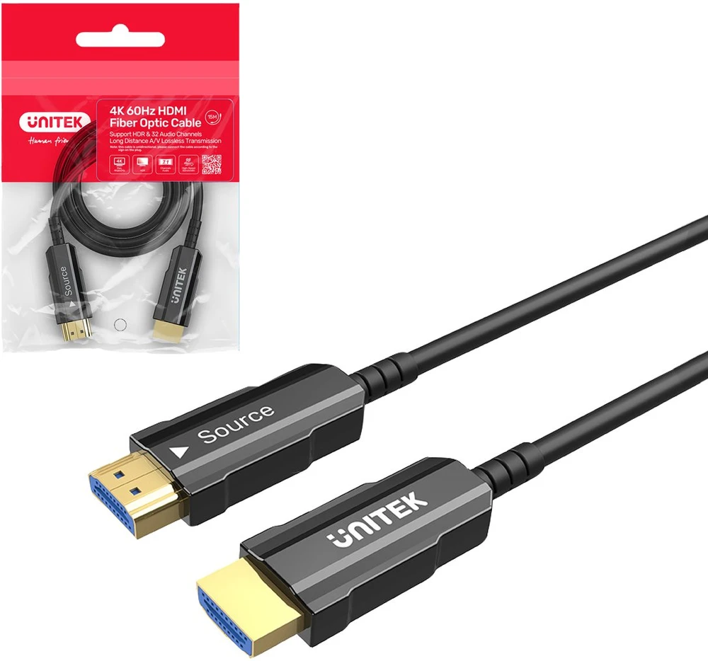UNITEK C11072BK-15M optinis kabelis HDMI 2.0 AOC 4K 60Hz 15m