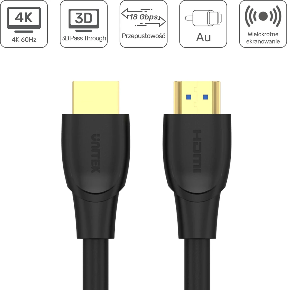 UNITEK C11046BK didelės spartos HDMI v.2.0 4K 60HZ 20M kabelis