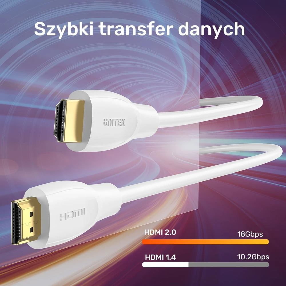 Unitek HDMI 2.0 4K kabelis baltas 3m