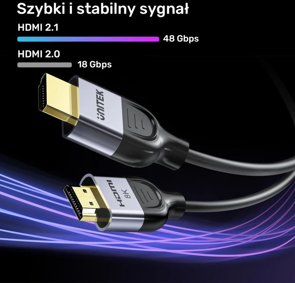 Unitek HDMI 2.1 8K 60Hz laidas, juodas, 3m