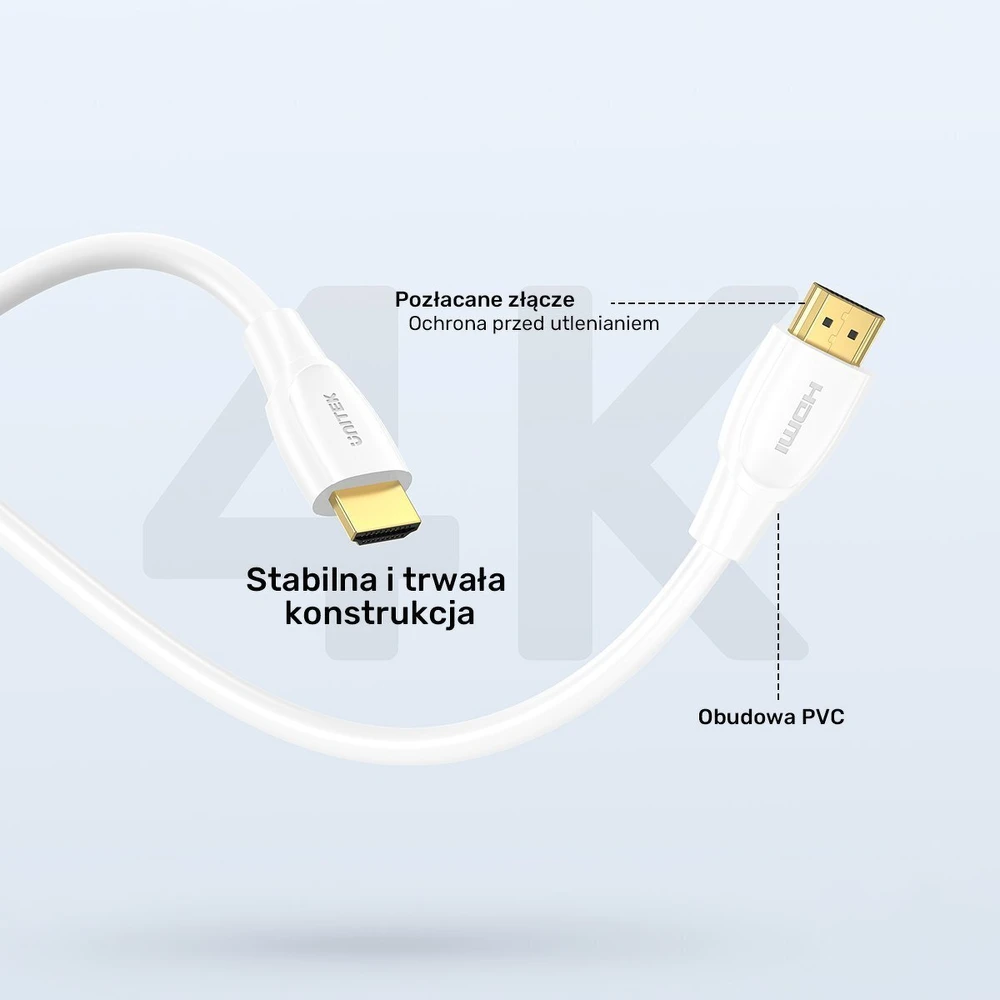 UNITEK HDMI 2.1 8K HDR kabelis, Baltas, 5m