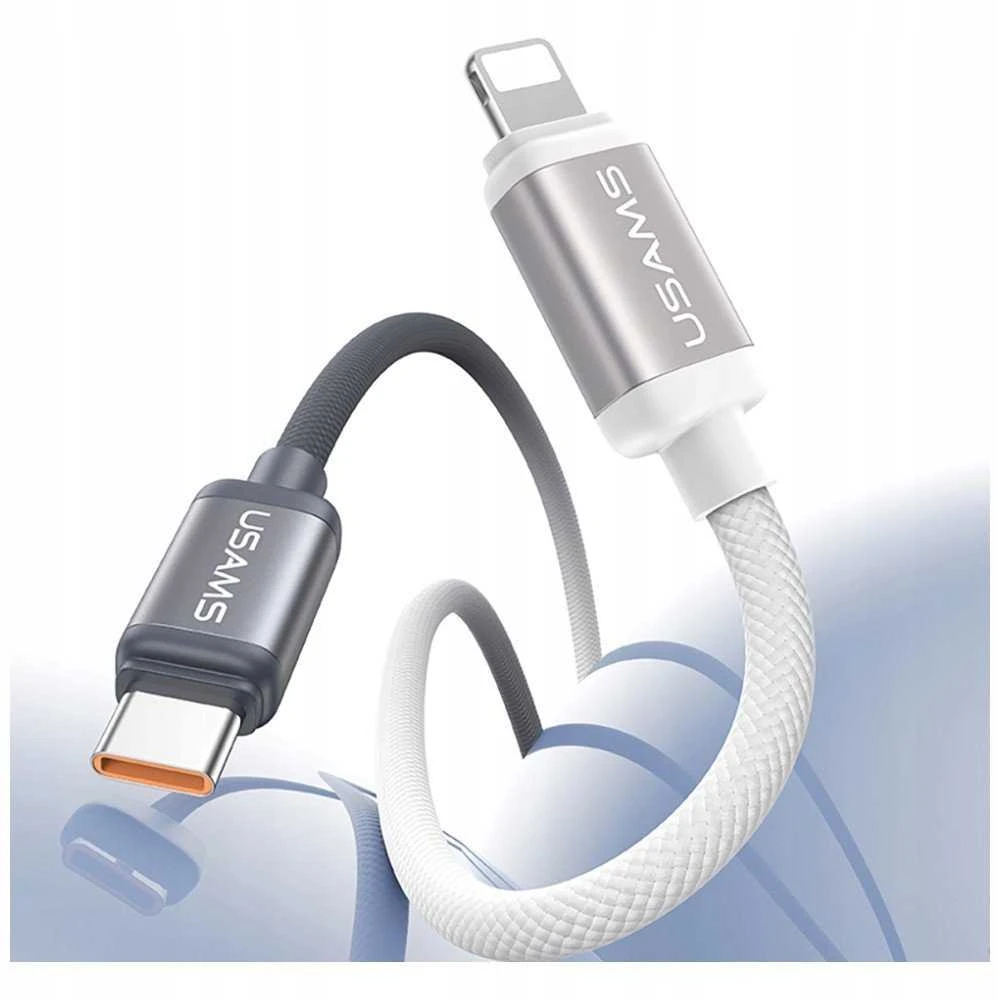Kabelis USAMS Bicolor Series SJ757 PD 30W USB-C/Lightning 1.2m juodos spalvos and baltas