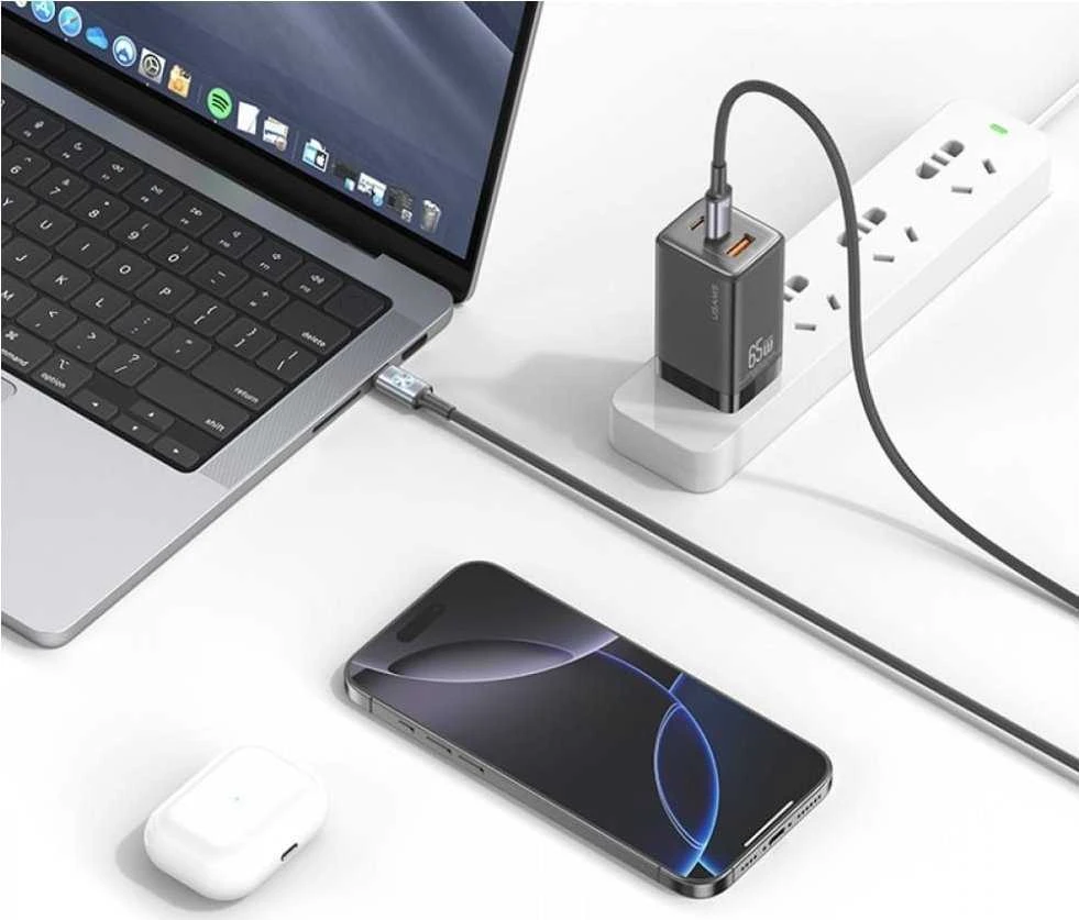 USAMS Huan Series SJ752 60W USB-C į USB-C kabelis 1.2 m titanium