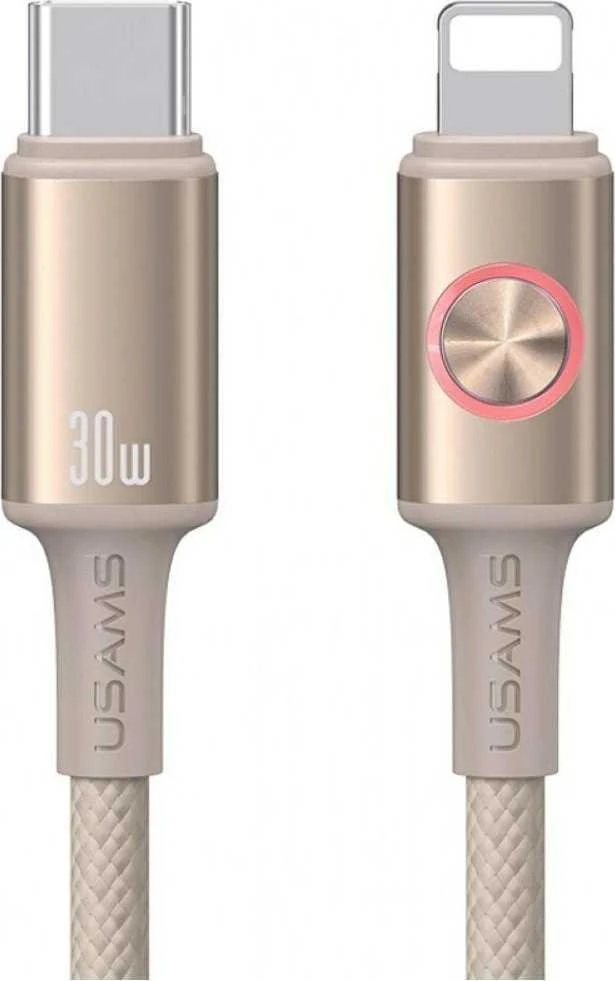 USAMS Huan Series SJ753 30W USB-C į Lightning kabelis 1.2 m titanium