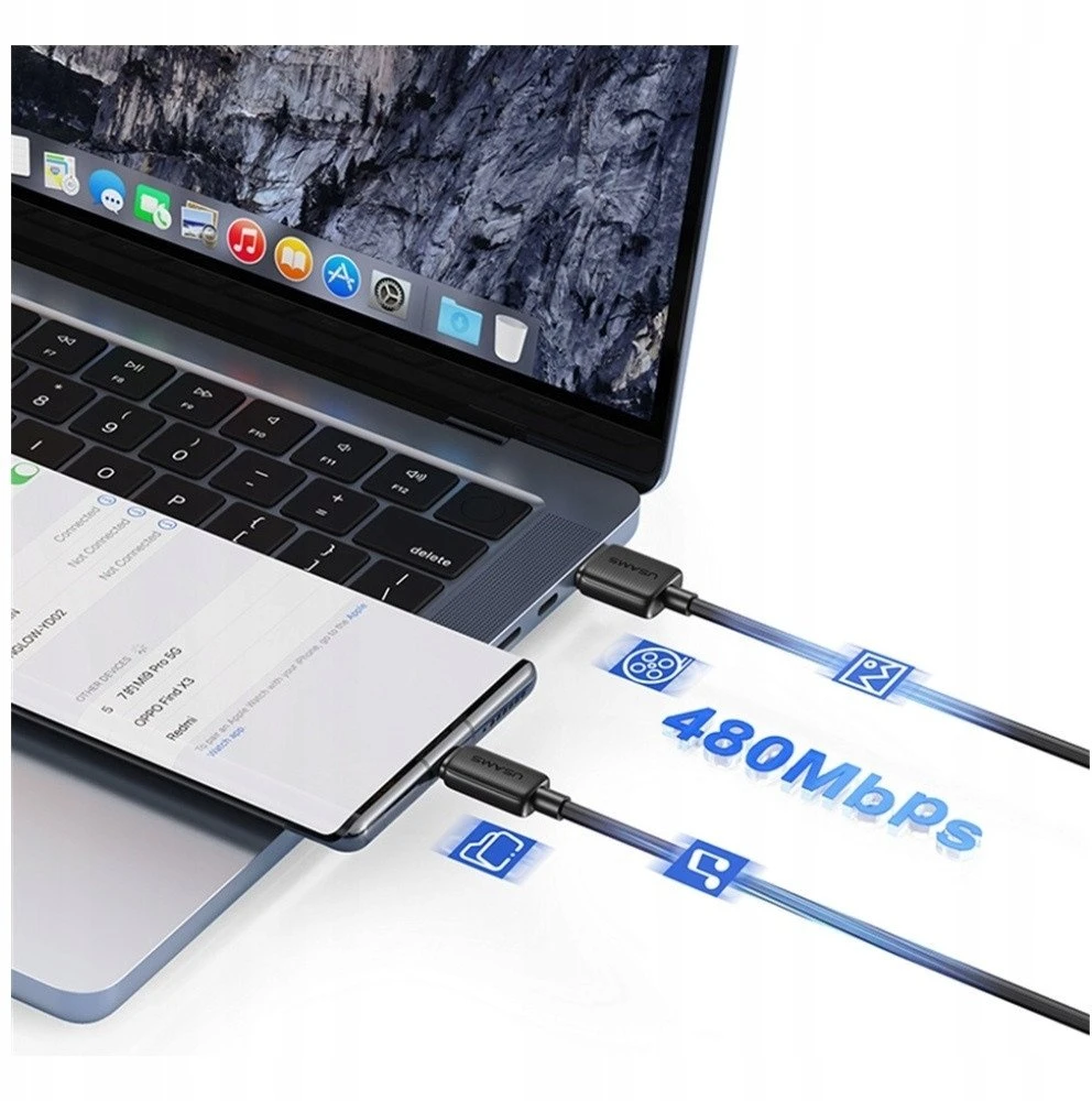 Kabelis USAMS KY Series US-SJ693 3A USB-C į USB-A 2m baltos spalvos
