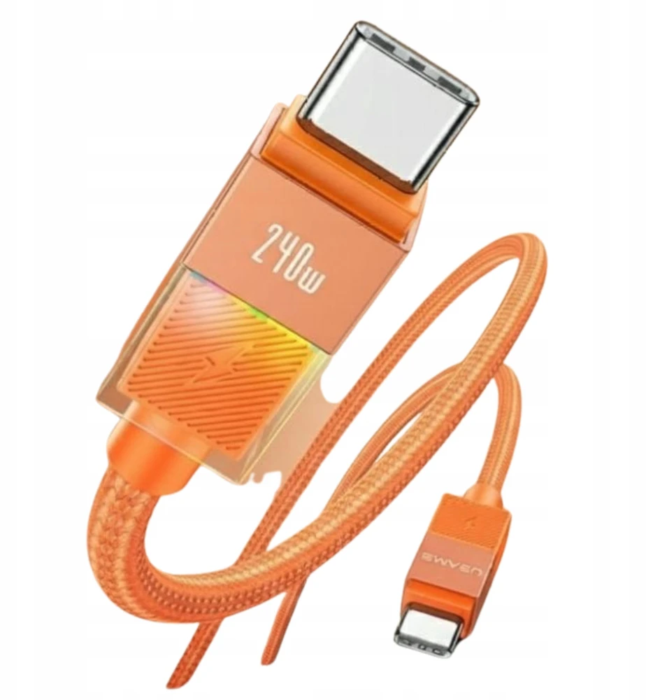 Kabelis USAMS U93 240W USB-C į USB-C 1.2m oranžinės spalvos