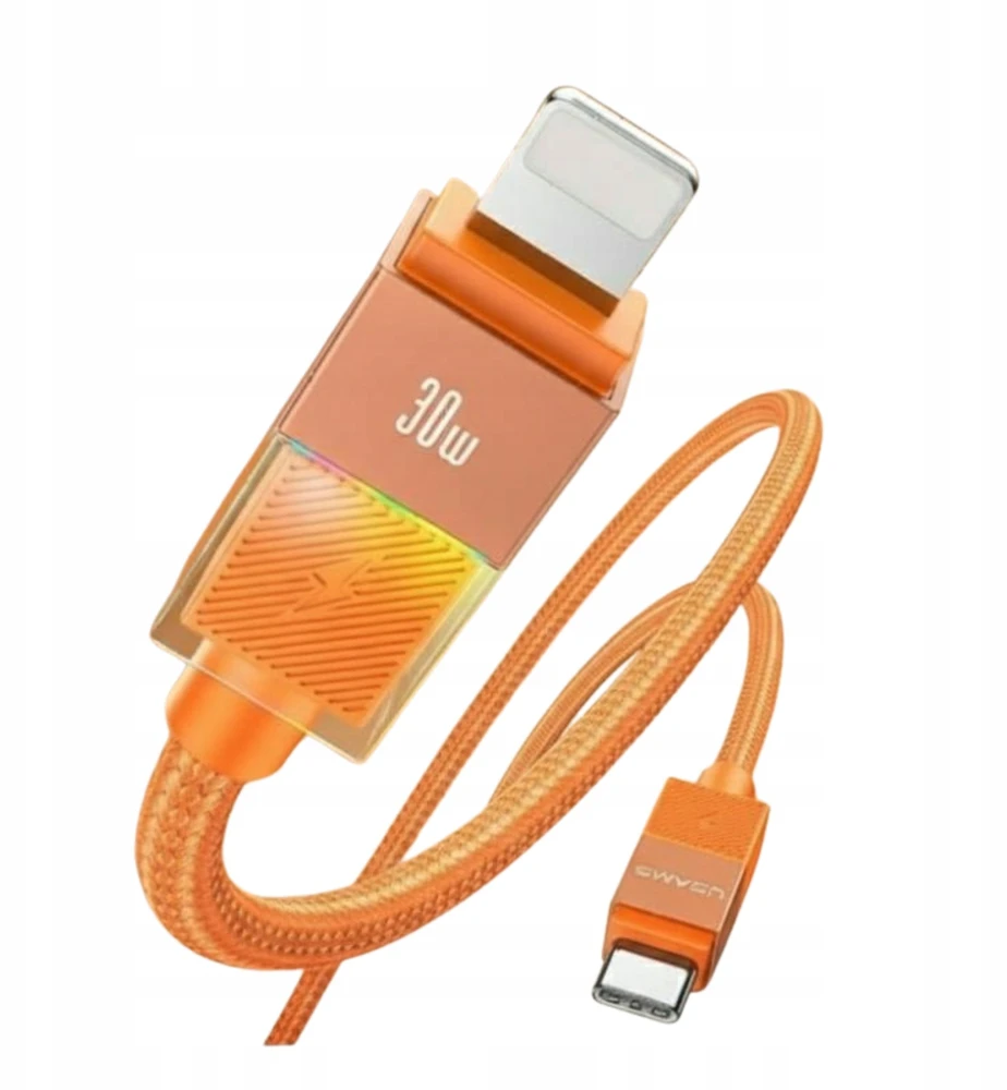 Kabelis USAMS U93 30W USB-C to Lightning 1.2m oranžinės spalvos