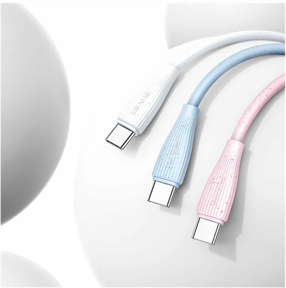 Kabelis USAMS Žalias Series SJ714 18W 3A USB-A to USB-C 1m rožinės spalvos