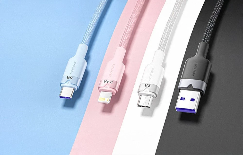 USB 2.0 A iki 3-in-1 6A laidas Vention CTRWG 1.5M (baltas)