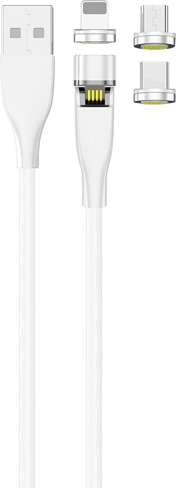 Kabelis USB 2GO USB-A - USB-C + micro-B + Lightning Baltas (797317)