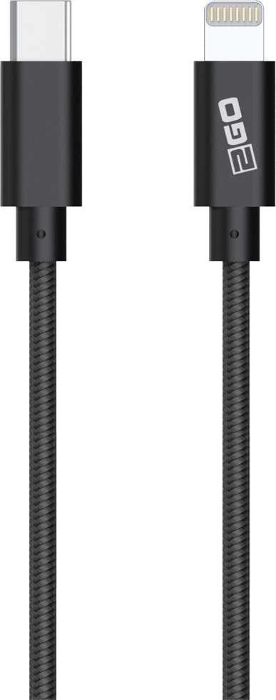 Kabelis USB 2GO Lightning - USB-C 1 m Juodas (797162)