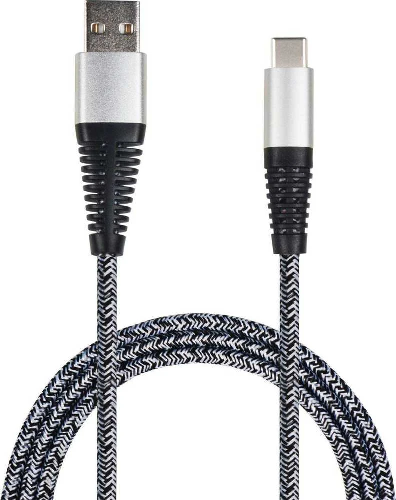 Kabelis USB 2GO USB-A - USB-C 1 m Juodai-sidabrinė (795953)