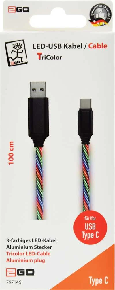 USB kabelis 2GO USB-A – USB-C 1 m daugiaspalvis (797146)