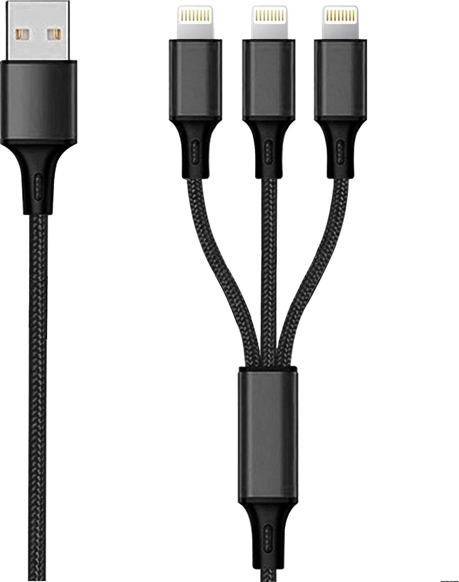 Kabelis USB 2GO USB-A - USB-C + microUSB + Lightning 1.5 m Juodas (797155)