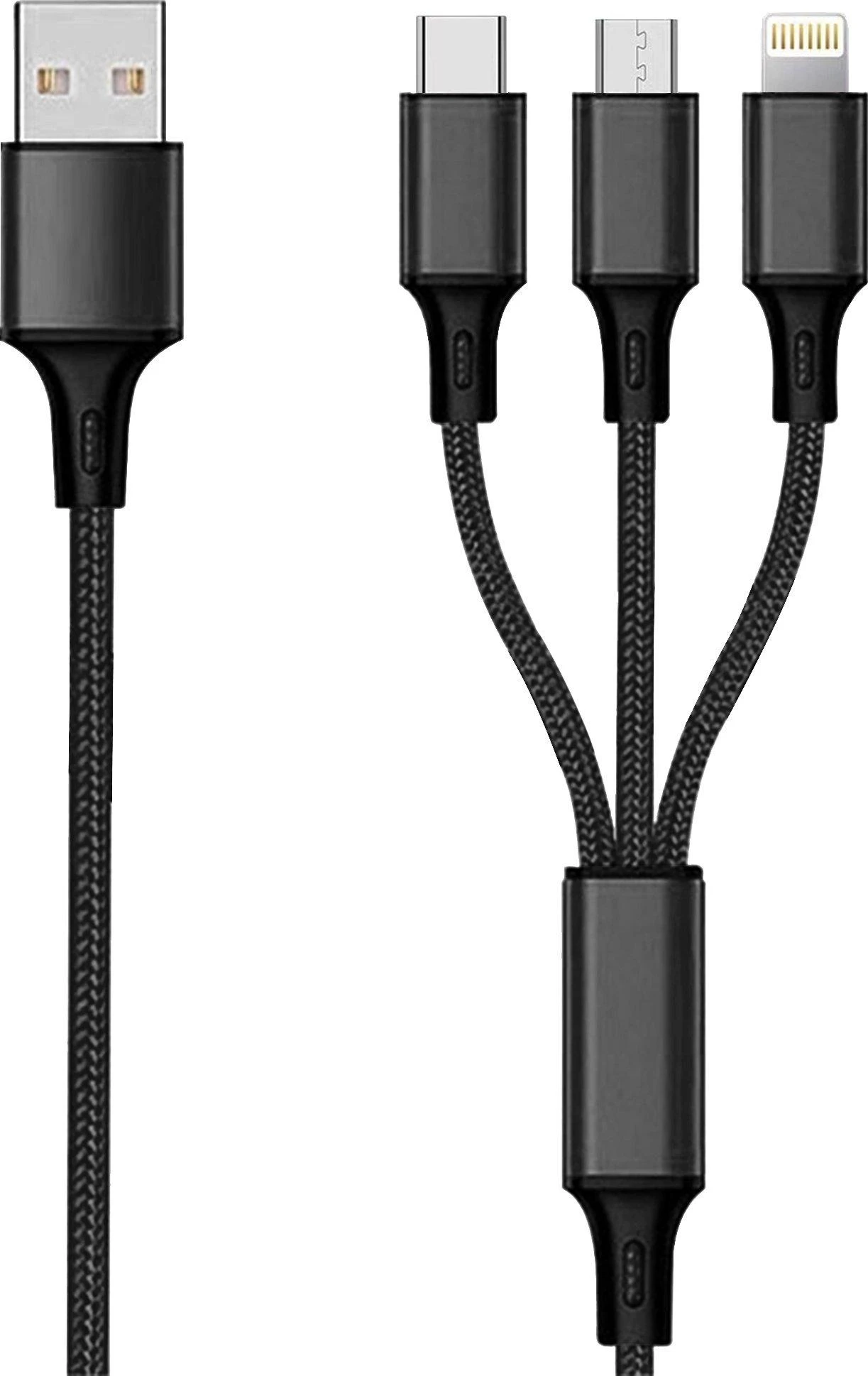 USB kabelis su trimis antgaliais, juodas 3m