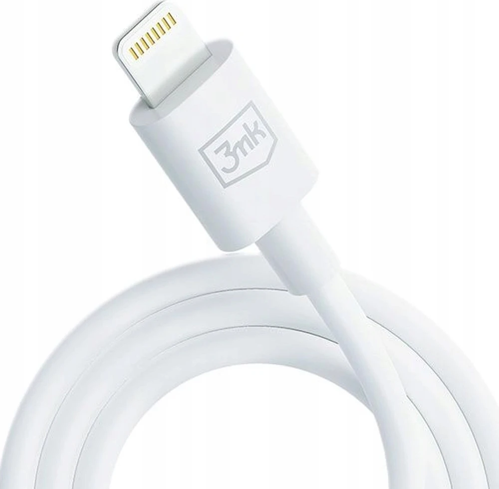 3MK Hyper Cable USB-A į Lightning 1.2m 5V/2.1A 12W baltos spalvos