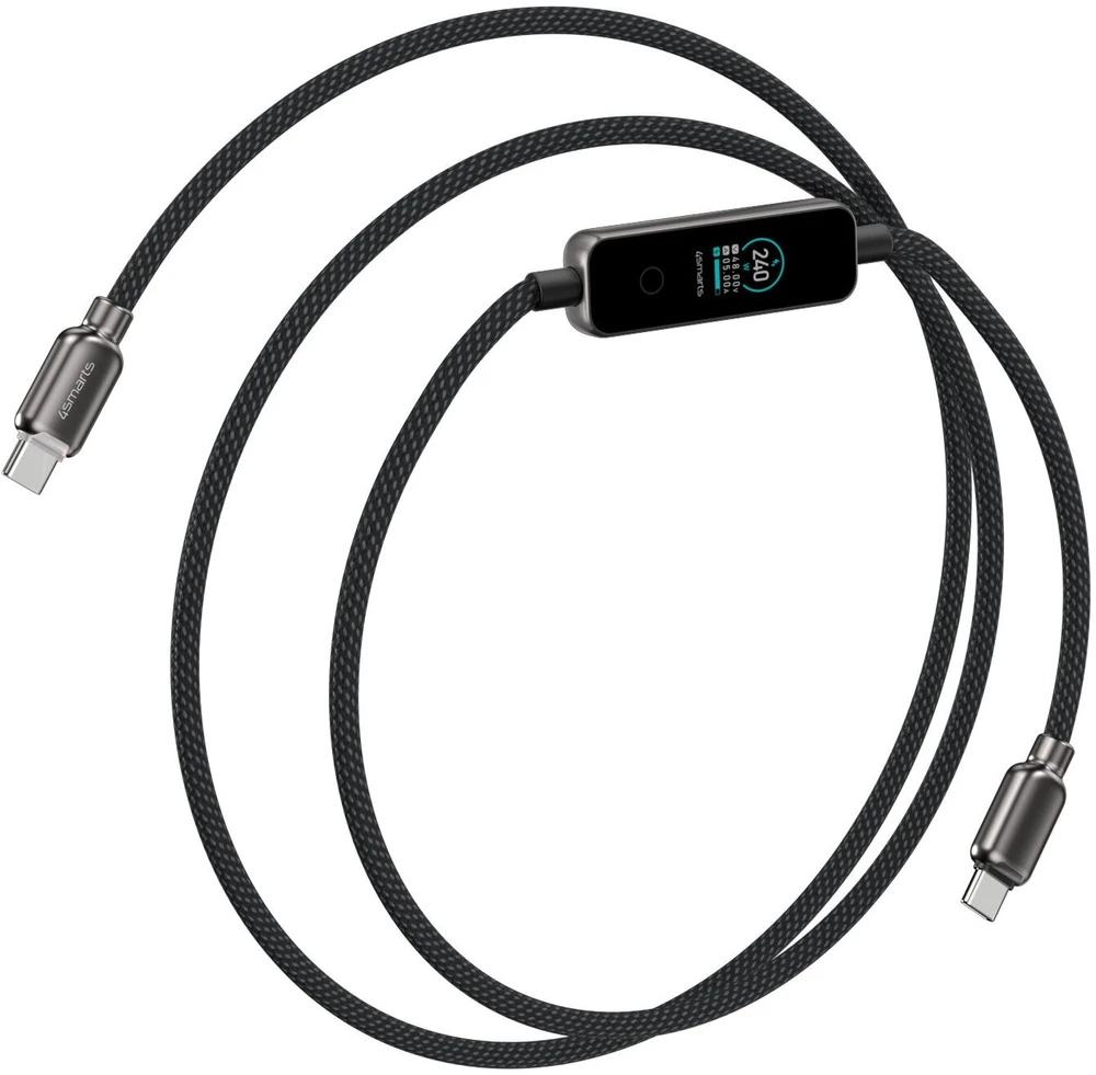 Kabelis 4smarts ScreenCord 240W USB-C/USB-C 1.2 m juodas