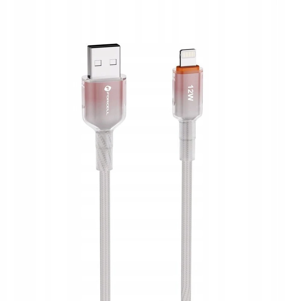 USB A tipo laidas su „Lightning“ jungtimi Forcell F-Energy 2,4A 12W gradientinis 1 m C353 baltas