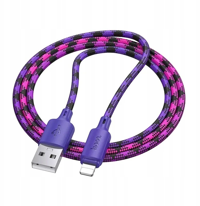 USB A tipo į Lightning tipo maitinimas Hoco 2,4A 1 m X116 violetinis gradientas