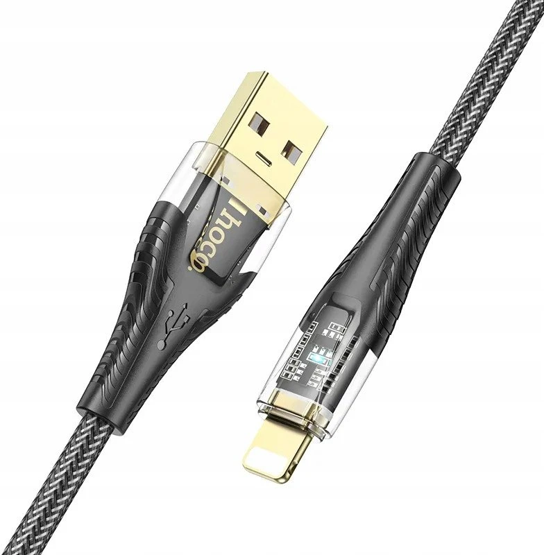 Cable USB A į Lightning Hoco 2,4A 1,2 m U121 juodas skaidrus