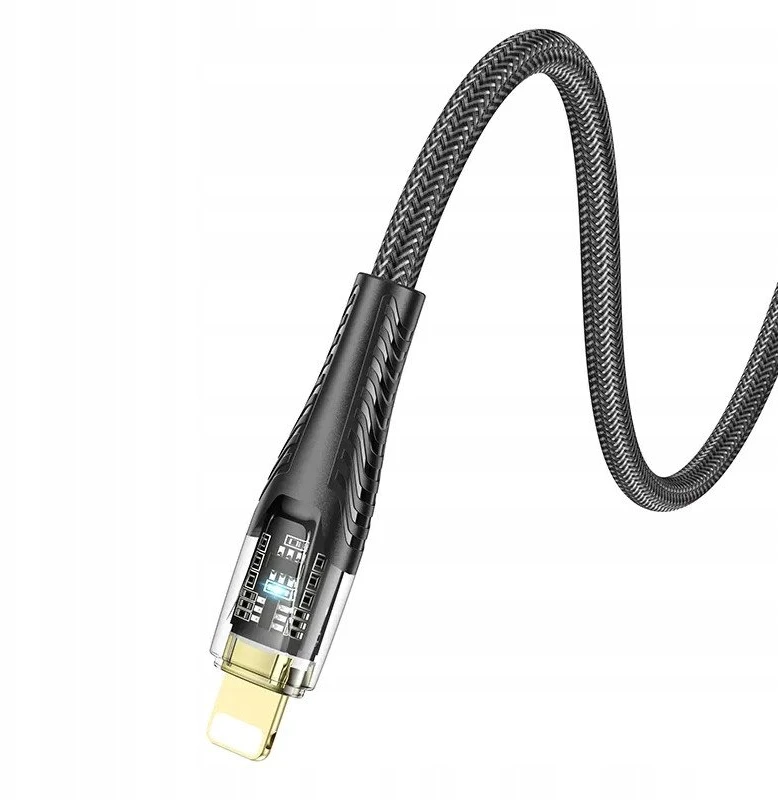 Cable USB A į Lightning Hoco 2,4A 1,2 m U121 juodas skaidrus