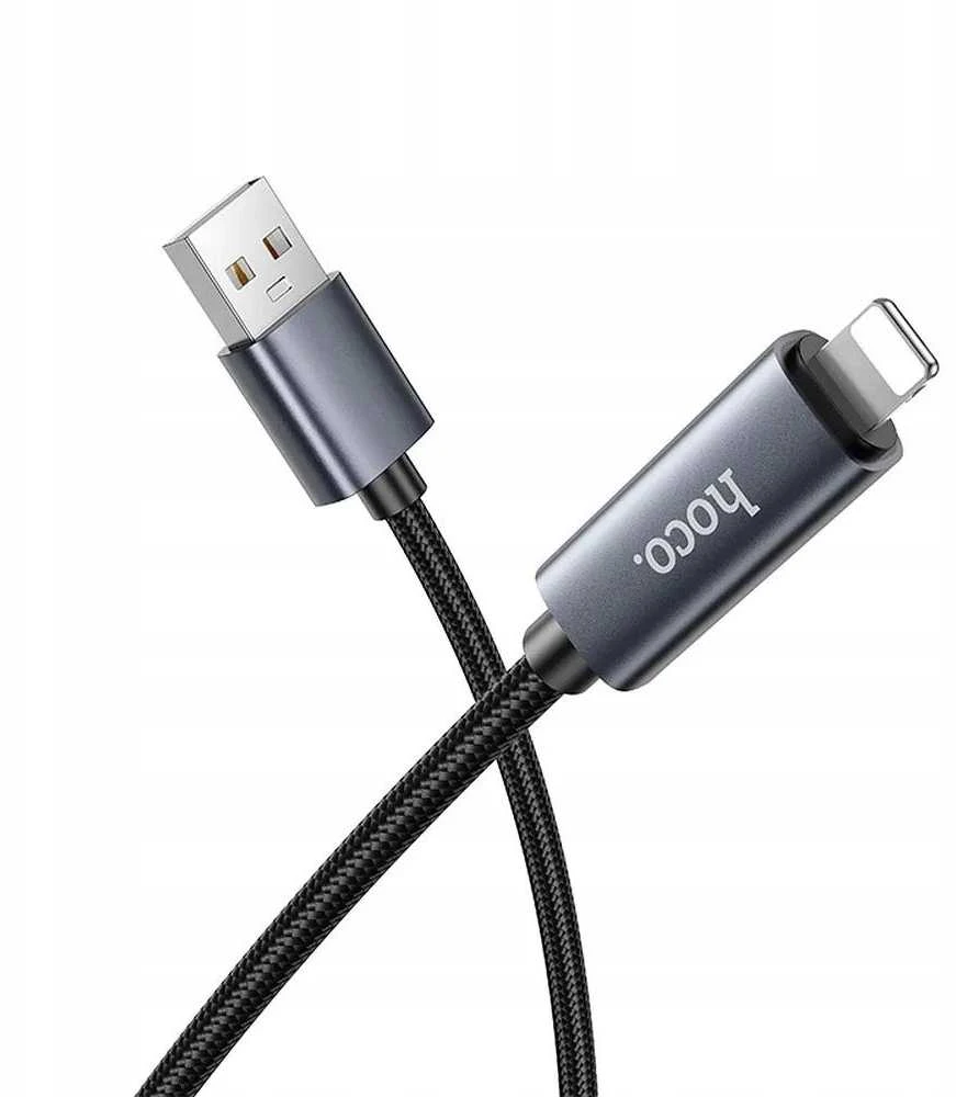 USB A laidas į „Lightning“ Hoco 2,4A su ekranu 1 m X112 juodas