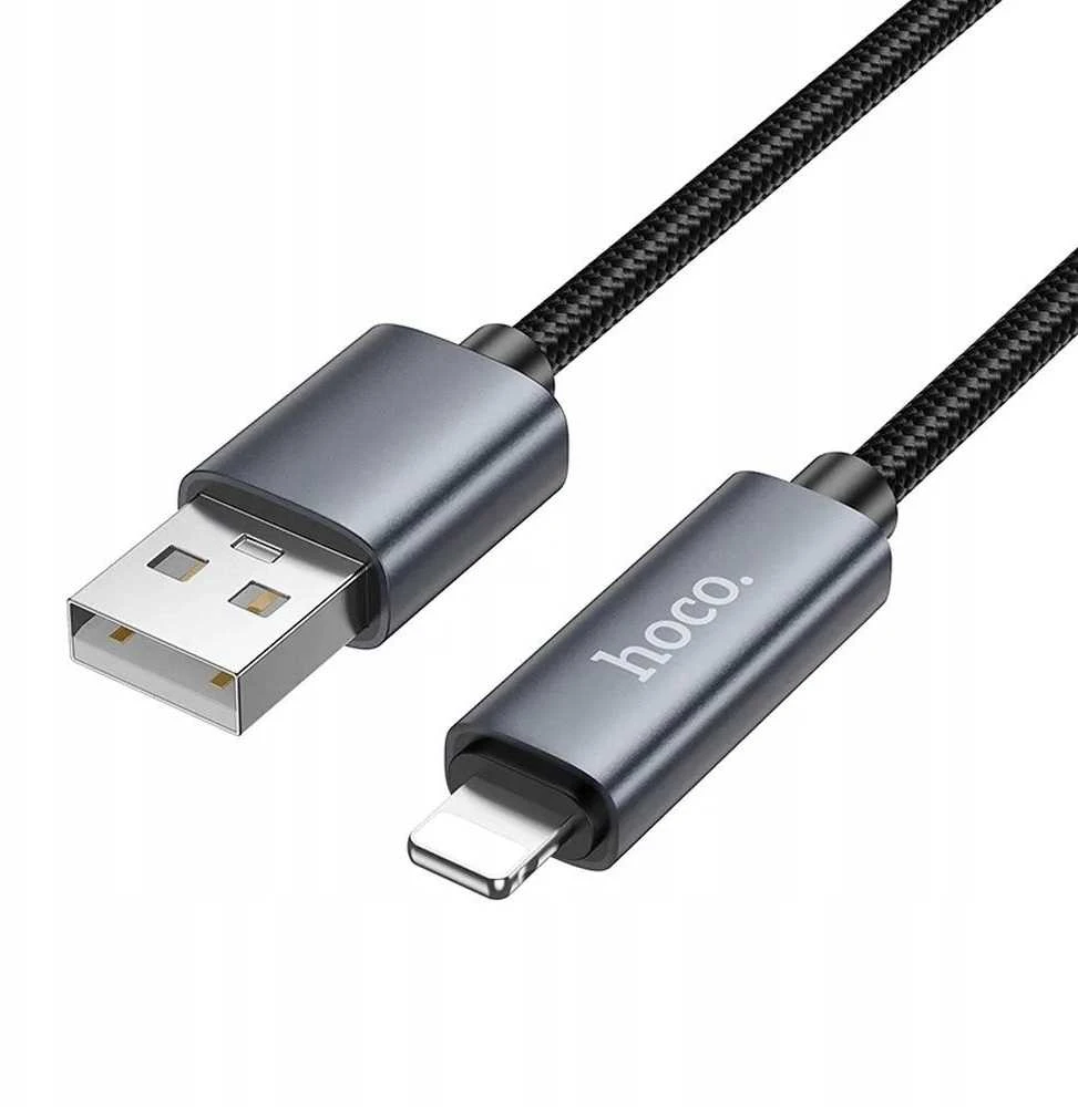 USB A laidas į „Lightning“ Hoco 2,4A su ekranu 1 m X112 juodas
