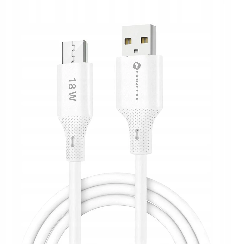 USB A į Micro USB laidas Forcell F-Energy QC3.0 2,4A 18W silikoninis 1 m C341 baltas