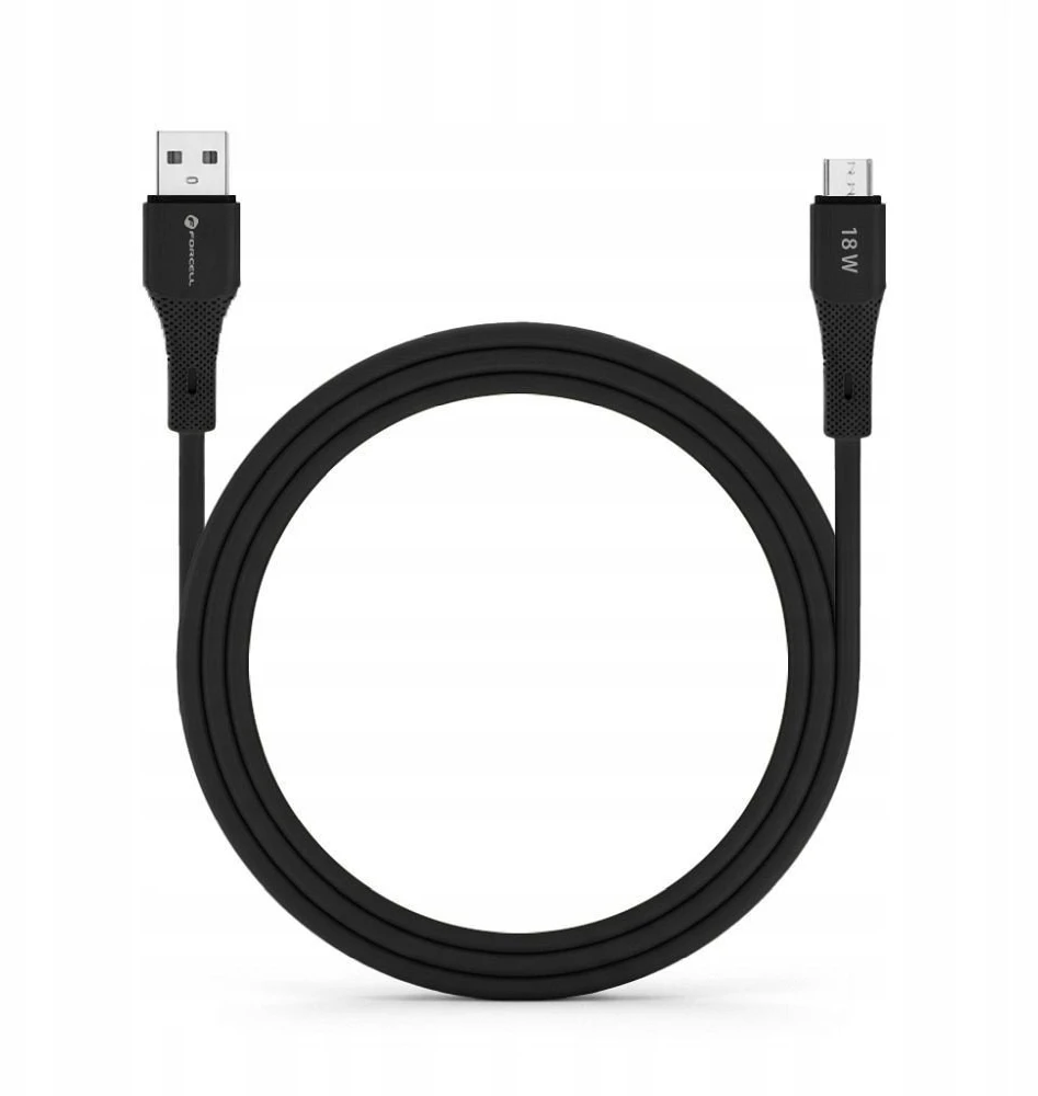 USB A į Micro USB laidas Forcell F-Energy QC3.0 2,4A 18W silikoninis 1 m C341 juodas