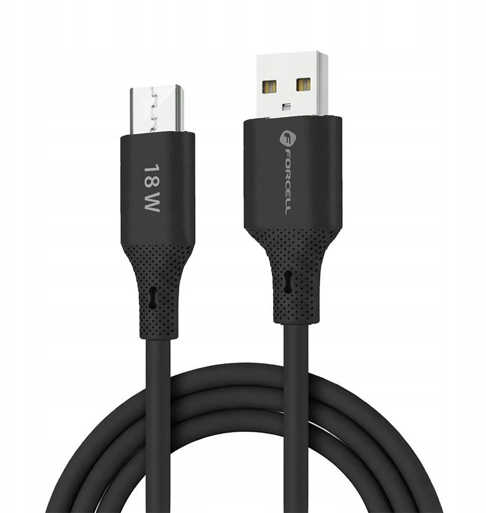 USB A į Micro USB laidas Forcell F-Energy QC3.0 2,4A 18W silikoninis 1 m C341 juodas