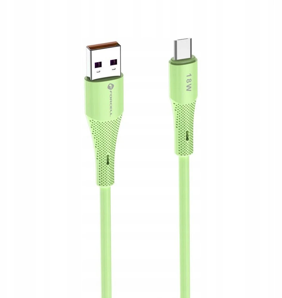 USB A į Micro USB laidas Forcell F-Energy QC3.0 2,4A 18W silikoninis 1 m C341 žalias
