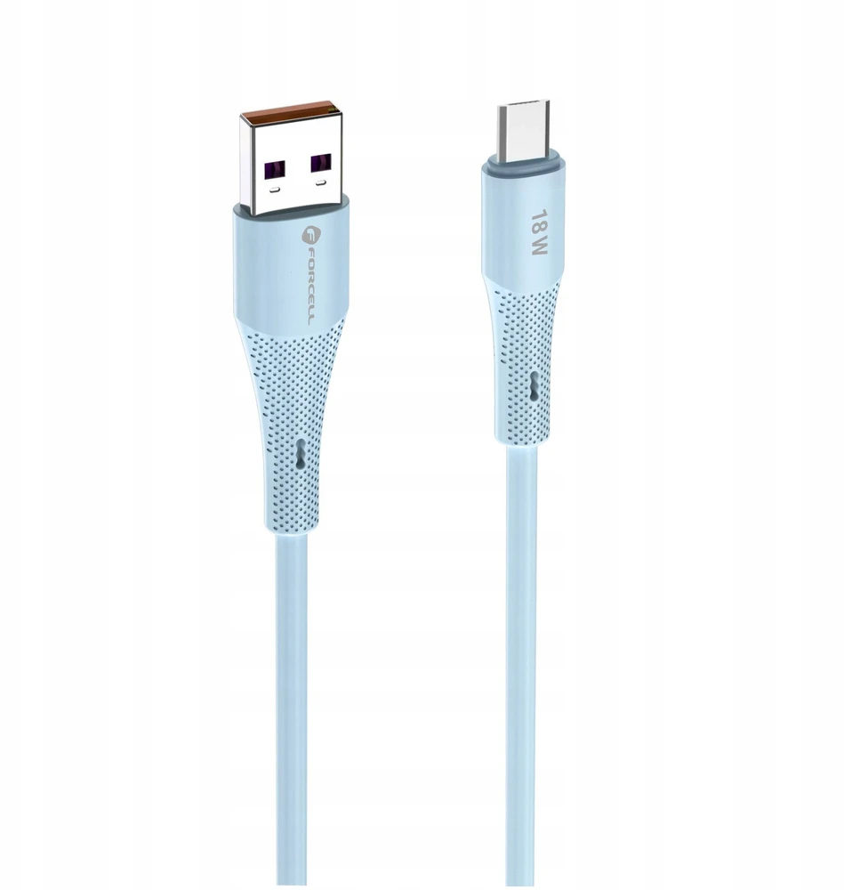 USB A į Micro USB laidas Forcell F-Energy QC3.0 2,4A 18W silikoninis 1 m C341 mėlynas