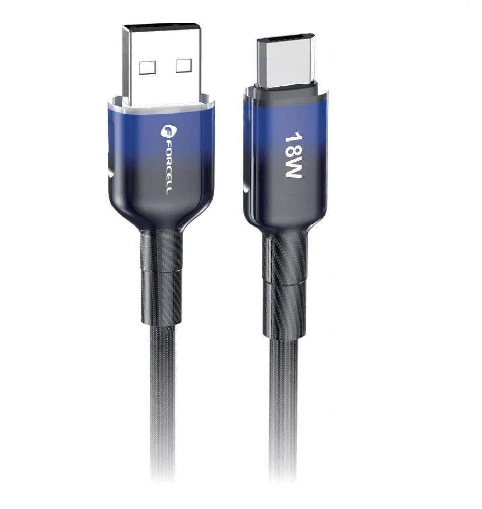 USB A į Micro USB laidas Forcell F-Energy QC3.0 2,4A 18W gradientas 1 m C351 juodas