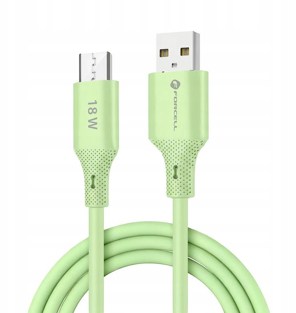 USB A į Micro USB laidas Forcell F-Energy QC3.0 2,4A 18W silikoninis 1 m C341 žalias