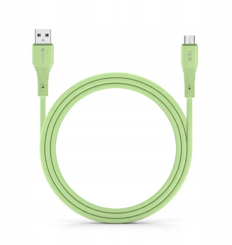 USB A į Micro USB laidas Forcell F-Energy QC3.0 2,4A 18W silikoninis 1 m C341 žalias